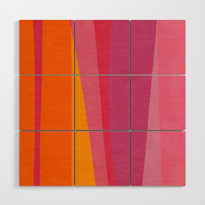 Pink Orange Bright Vibrant Modern Artwork Wood Wall Art Gallery Image 1