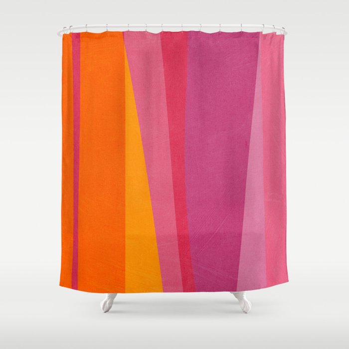 Pink Orange Bright Vibrant Modern Artwork Shower Curtain Gallery Image 1
