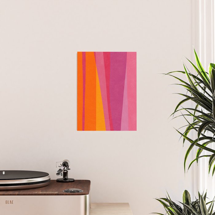 Pink Orange Bright Vibrant Modern Artwork Poster Gallery Image 2