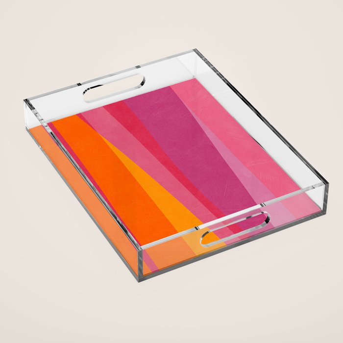 Pink Orange Bright Vibrant Modern Artwork Acrylic Tray Gallery Image 1