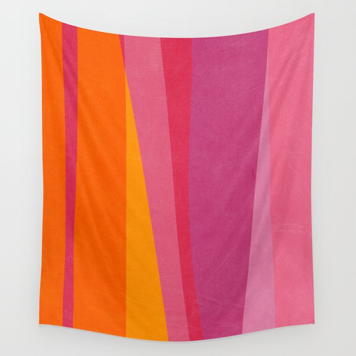 Pink Orange Bright Vibrant Modern Artwork Wall Tapestry Gallery Image 4