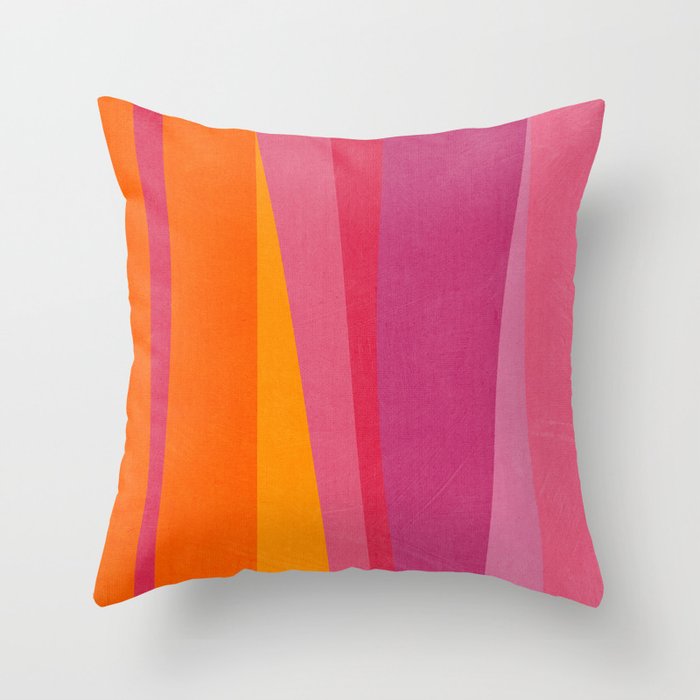 Pink Orange Bright Vibrant Modern Artwork Throw Pillow Gallery Image 1