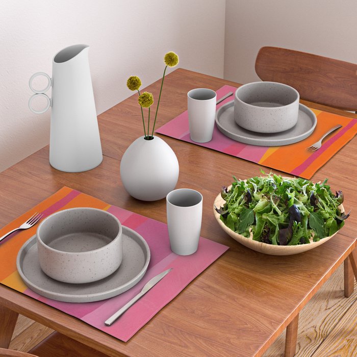 Pink Orange Bright Vibrant Modern Artwork Placemat Gallery Image 2