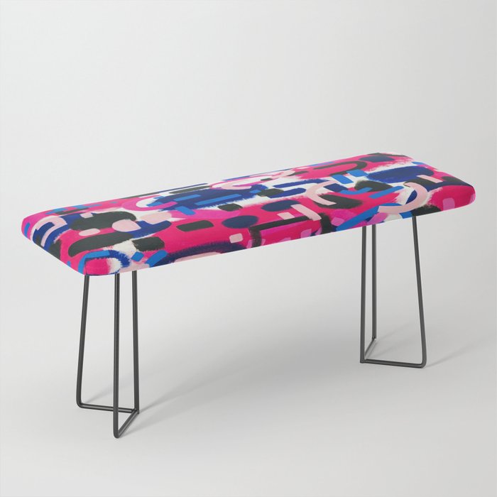 Magenta Blue Abstract Acrylic Painting Kusama Primitive Shapes Bench Gallery Image 1