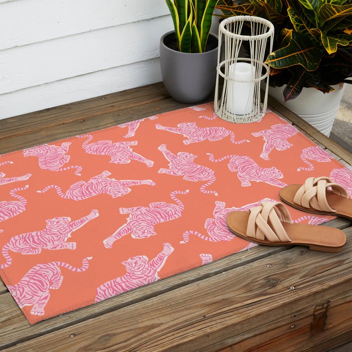 Year of the Tiger - Orange/Pink Outdoor Rug Gallery Image 2