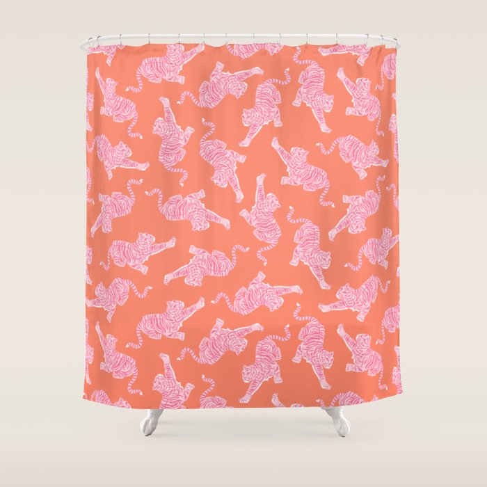 Year of the Tiger - Orange/Pink Shower Curtain Gallery Image 1