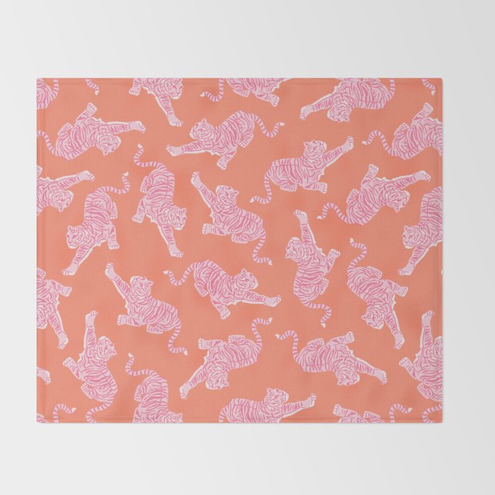 Year of the Tiger - Orange/Pink Throw Blanket Gallery Image 2
