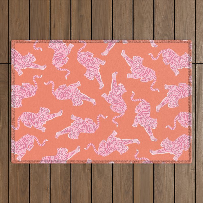Year of the Tiger - Orange/Pink Outdoor Rug Gallery Image 1