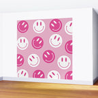 Large Pink and White Smiley Face - Preppy Aesthetic Decor Wall Mural Gallery Image 2