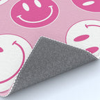 Large Pink and White Smiley Face - Preppy Aesthetic Decor Rug Gallery Image 4