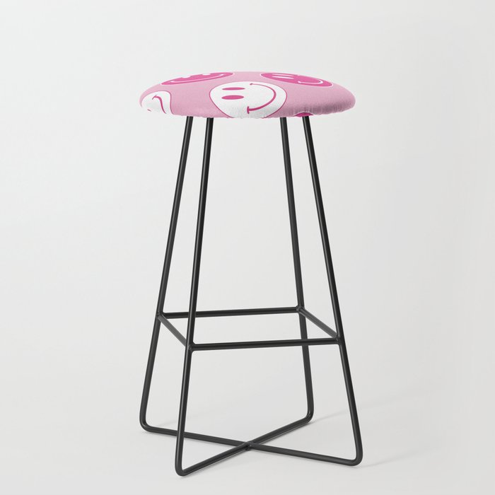 Large Pink and White Smiley Face - Preppy Aesthetic Decor Stool Gallery Image 1