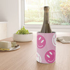 Large Pink and White Smiley Face - Preppy Aesthetic Decor Wine Chiller Gallery Image 4