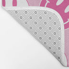 Large Pink and White Smiley Face - Preppy Aesthetic Decor Bath Mat Gallery Image 2