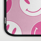 Large Pink and White Smiley Face - Preppy Aesthetic Decor Laptop Sleeve Gallery Image 3
