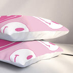 Large Pink and White Smiley Face - Preppy Aesthetic Decor Pillow Sham Gallery Image 3