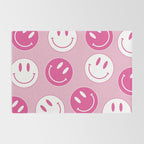 Large Pink and White Smiley Face - Preppy Aesthetic Decor Rug Gallery Image 2
