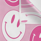 Large Pink and White Smiley Face - Preppy Aesthetic Decor Wall Tapestry Gallery Image 3