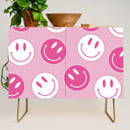 Large Pink and White Smiley Face - Preppy Aesthetic Decor Credenza Gallery Image 1