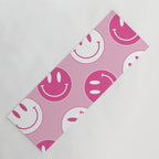 Large Pink and White Smiley Face - Preppy Aesthetic Decor Yoga Mat Gallery Image 1