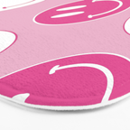 Large Pink and White Smiley Face - Preppy Aesthetic Decor Bath Mat Gallery Image 3