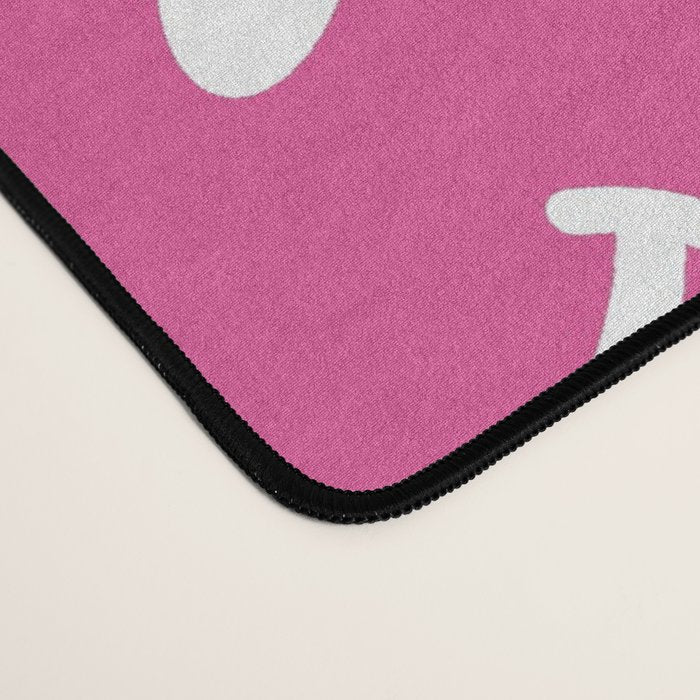 Large Pink and White Smiley Face - Preppy Aesthetic Decor Desk Mat Gallery Image 4