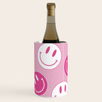 Large Pink and White Smiley Face - Preppy Aesthetic Decor Wine Chiller Gallery Image 3
