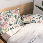 Birds in lush night garden flowers Pillow Sham Gallery Image 2