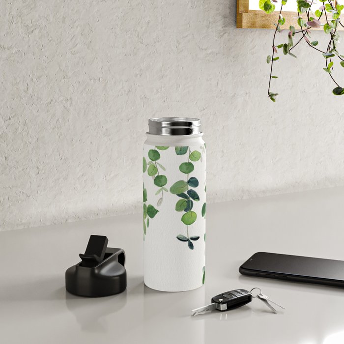 Eucalyptus Watercolor 2  Water Bottle Gallery Image 4