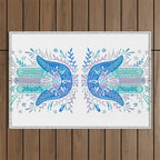 Hamsa Hand - Blue & Turquoise Palette Outdoor Rug Gallery Image 1