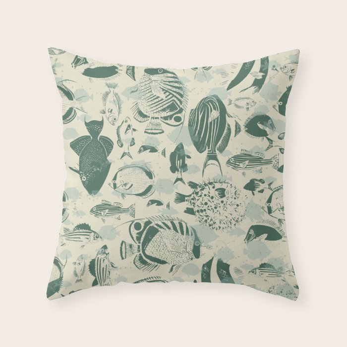 deep ocean fish family light Throw Pillow Gallery Image 6