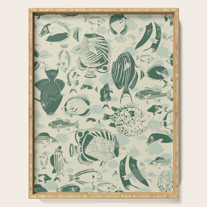 deep ocean fish family light Serving Tray Gallery Image 1