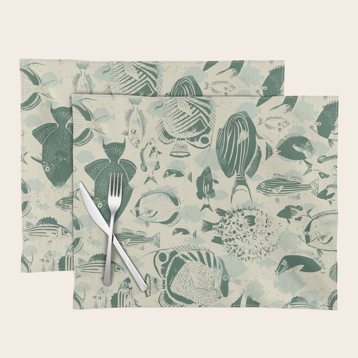 deep ocean fish family light Placemat Gallery Image 1