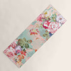 Botanical neo mint pink abstract watercolor floral pattern Yoga Mat Gallery Image 1