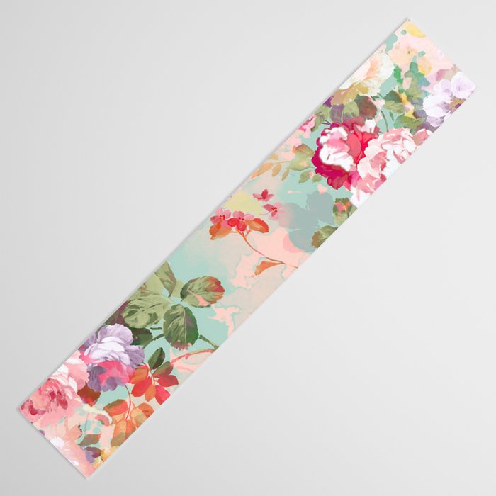Botanical neo mint pink abstract watercolor floral pattern Table Runner Gallery Image 3