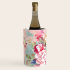 Botanical neo mint pink abstract watercolor floral pattern Wine Chiller Gallery Image 3