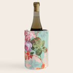 Botanical neo mint pink abstract watercolor floral pattern Wine Chiller Gallery Image 2