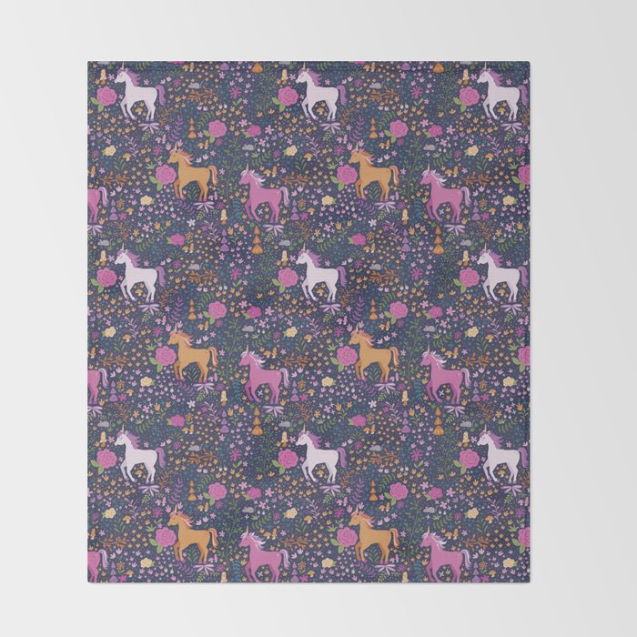 Unicorns Dancing in an Enchanted Garden Throw Blanket Gallery Image 2