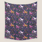 Unicorns Dancing in an Enchanted Garden Wall Tapestry Gallery Image 4