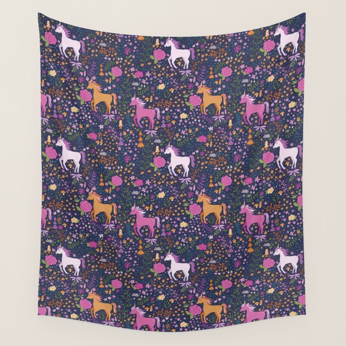 Unicorns Dancing in an Enchanted Garden Wall Tapestry Gallery Image 4