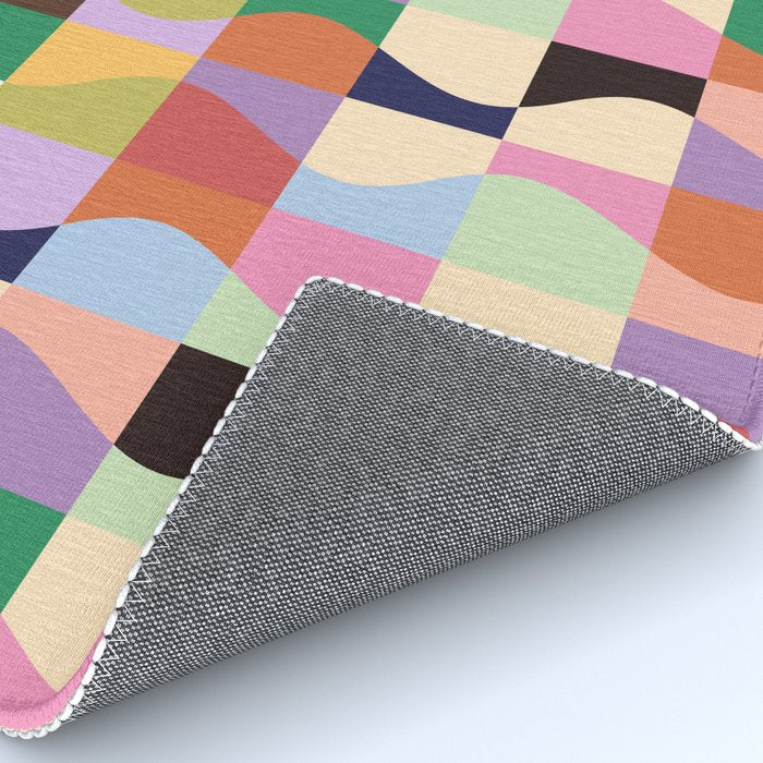 Retro Colorful Wavy Checkerboard Rug Gallery Image 4