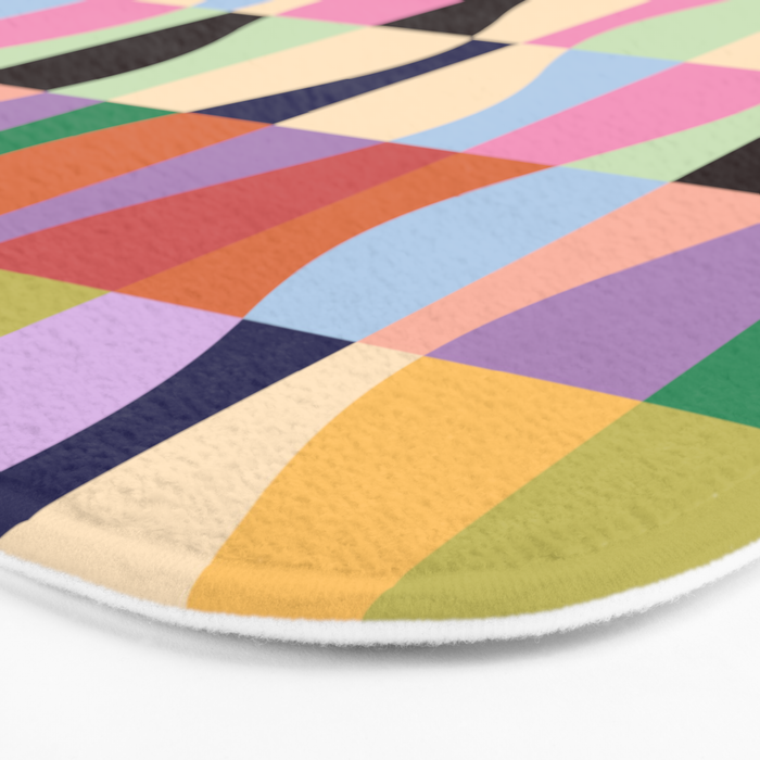 Retro Colorful Wavy Checkerboard Bath Mat Gallery Image 3