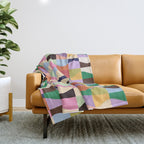 Retro Colorful Wavy Checkerboard Throw Blanket Gallery Image 1