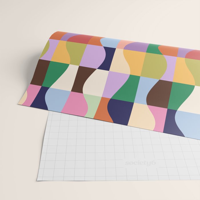 Retro Colorful Wavy Checkerboard Wrapping Paper Gallery Image 2