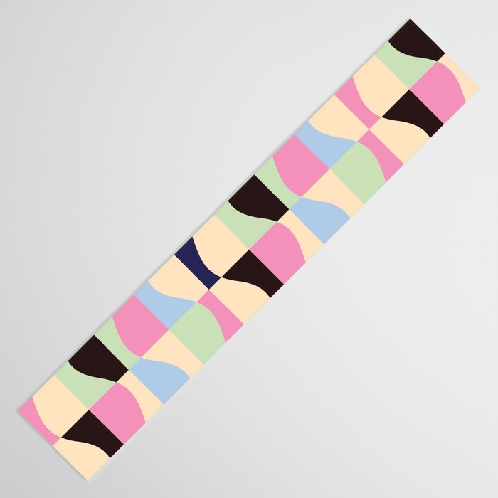 Retro Colorful Wavy Checkerboard Table Runner Gallery Image 3