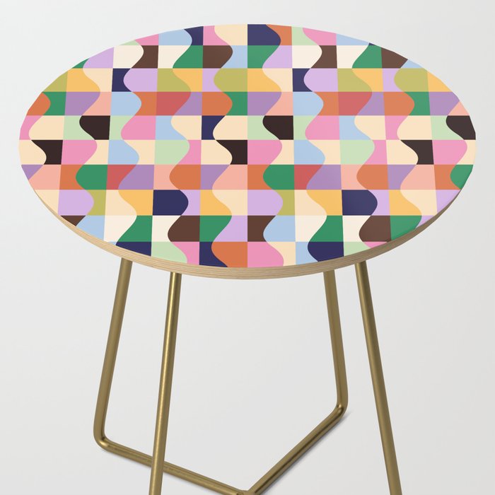 Retro Colorful Wavy Checkerboard Side Table Gallery Image 2