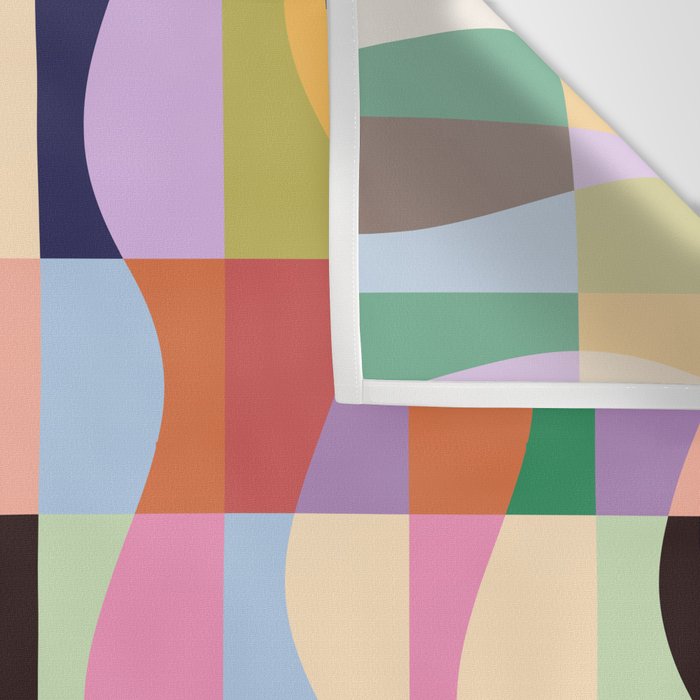 Retro Colorful Wavy Checkerboard Wall Tapestry Gallery Image 3