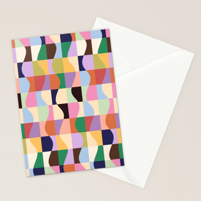 Retro Colorful Wavy Checkerboard Stationery Card Gallery Image 2