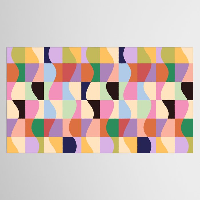 Retro Colorful Wavy Checkerboard Tablecloth Gallery Image 2