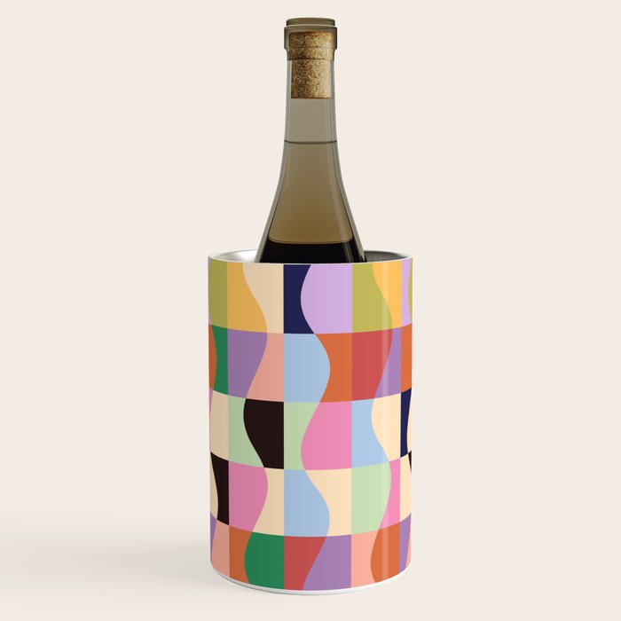 Retro Colorful Wavy Checkerboard Wine Chiller Gallery Image 2