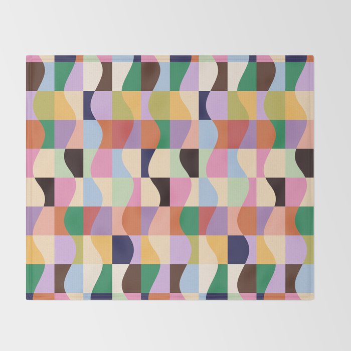 Retro Colorful Wavy Checkerboard Throw Blanket Gallery Image 2
